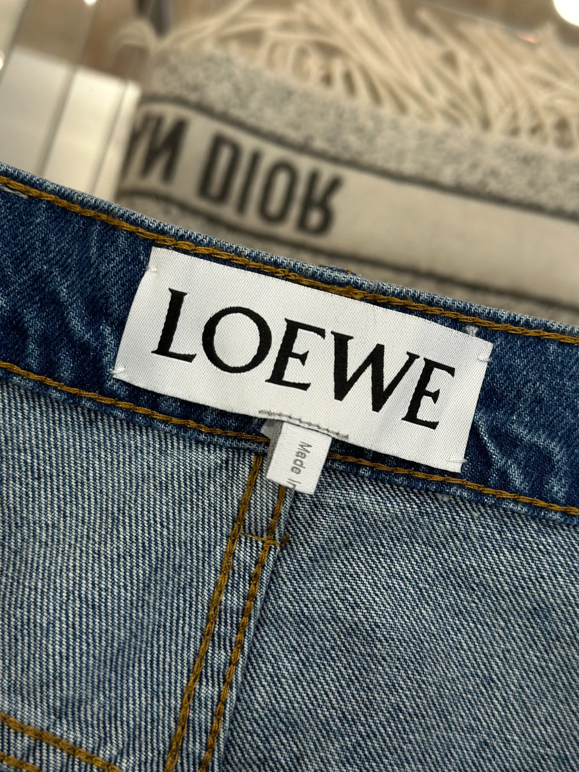 Leather Trim Wide-Leg Jeans - Brand Label