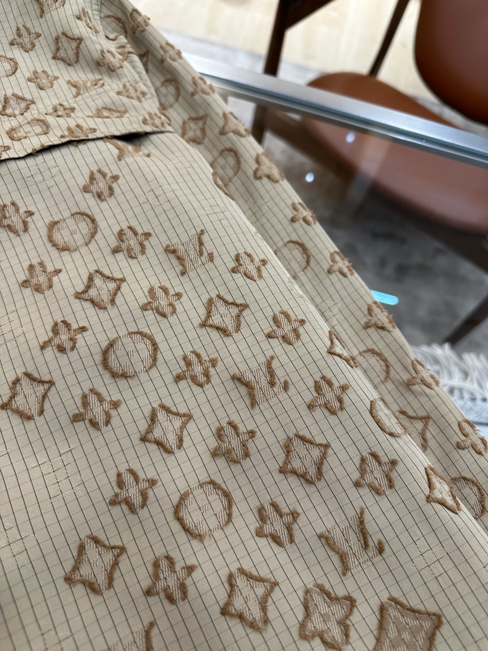 Monogram Check Collared Work Jacket - Horizontal Details