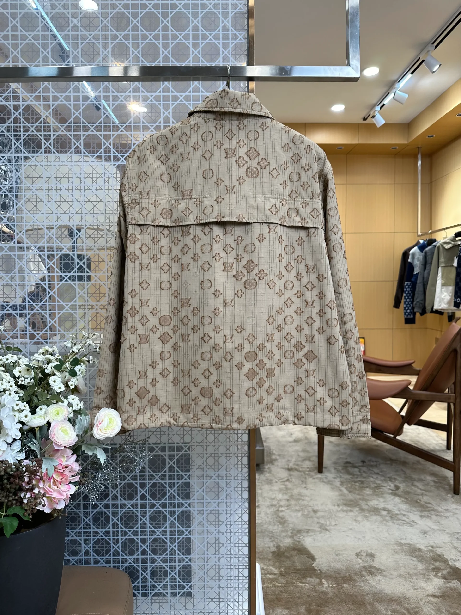 Monogram Check Collared Work Jacket - Rear View
