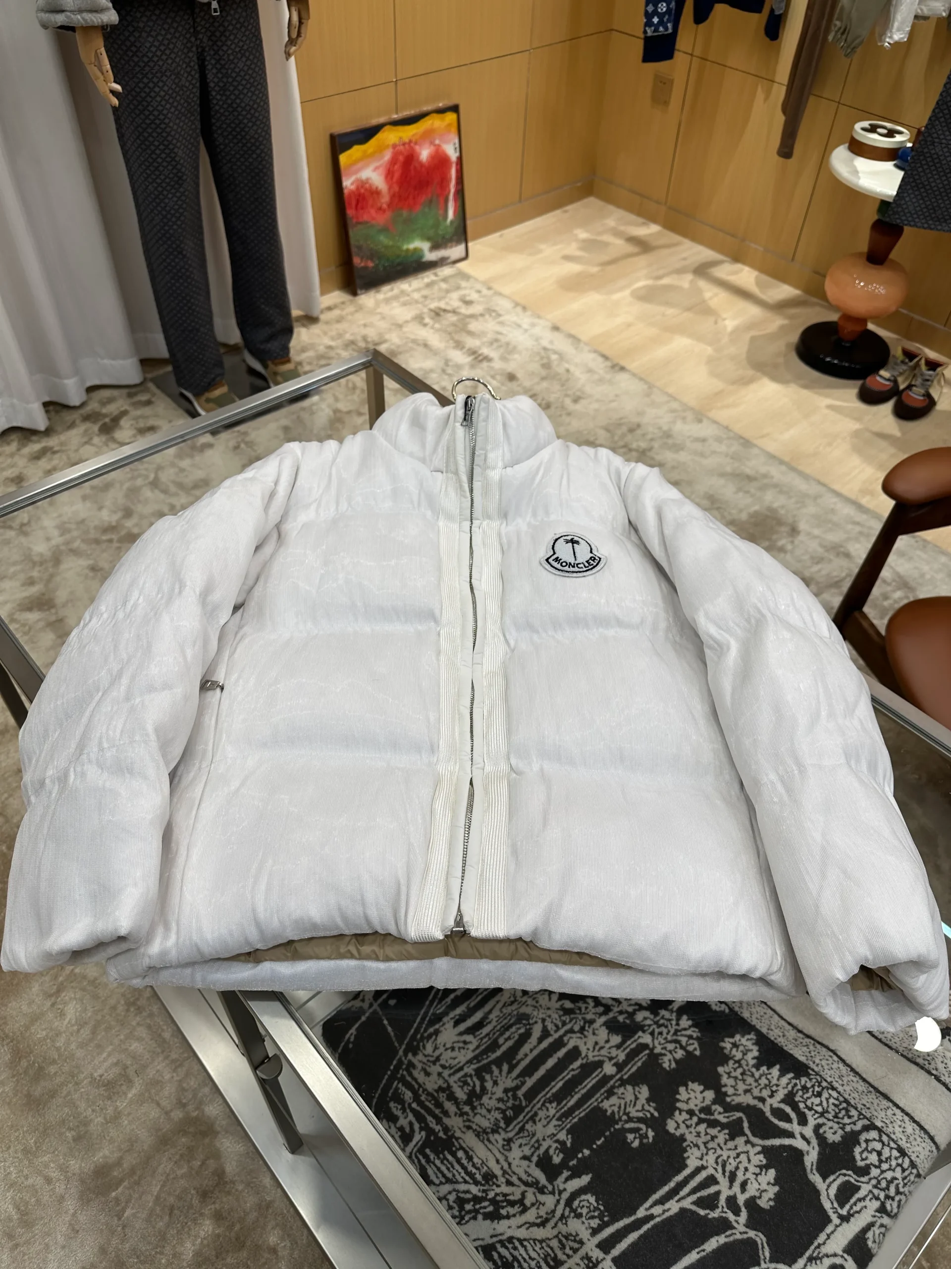 Palm Logo Stand Collar Down Jacket - Front View Horizontal