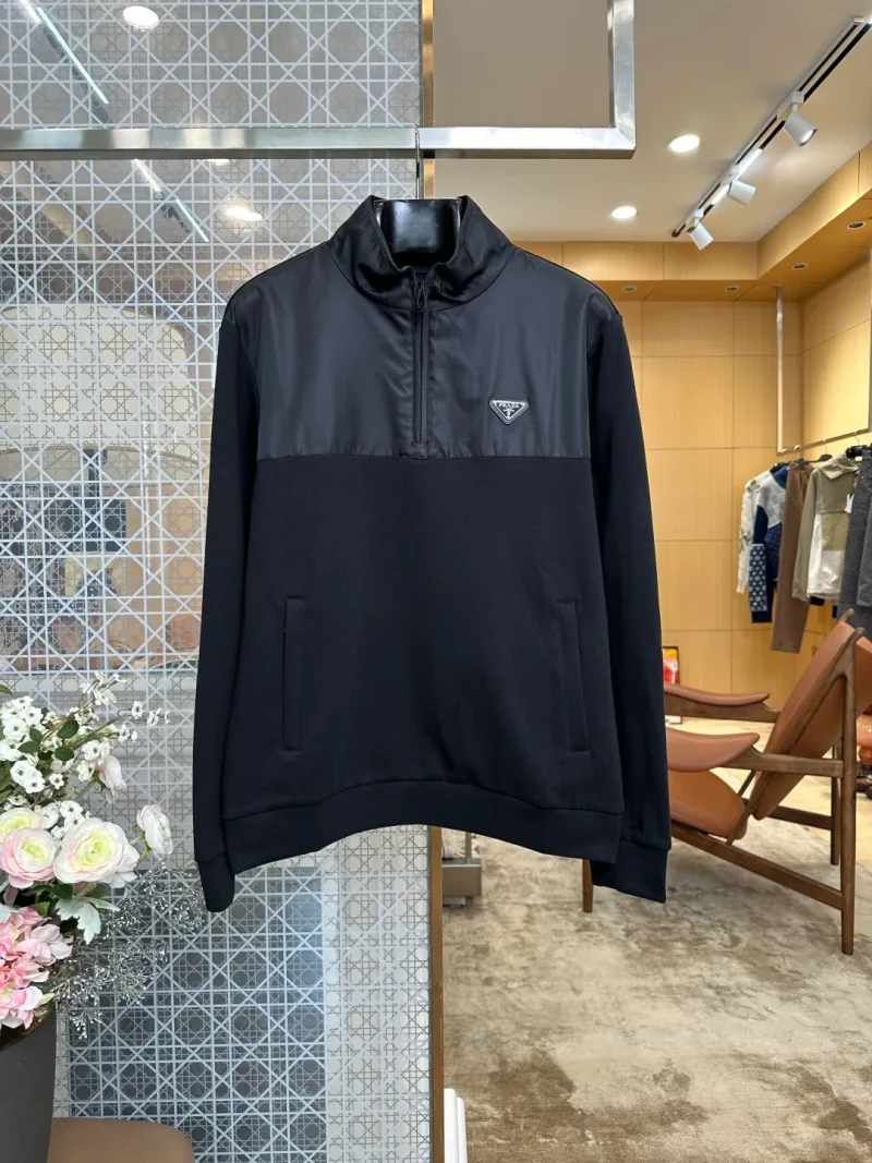 Patchwork Half-Zip Stand Collar Sweatshirt