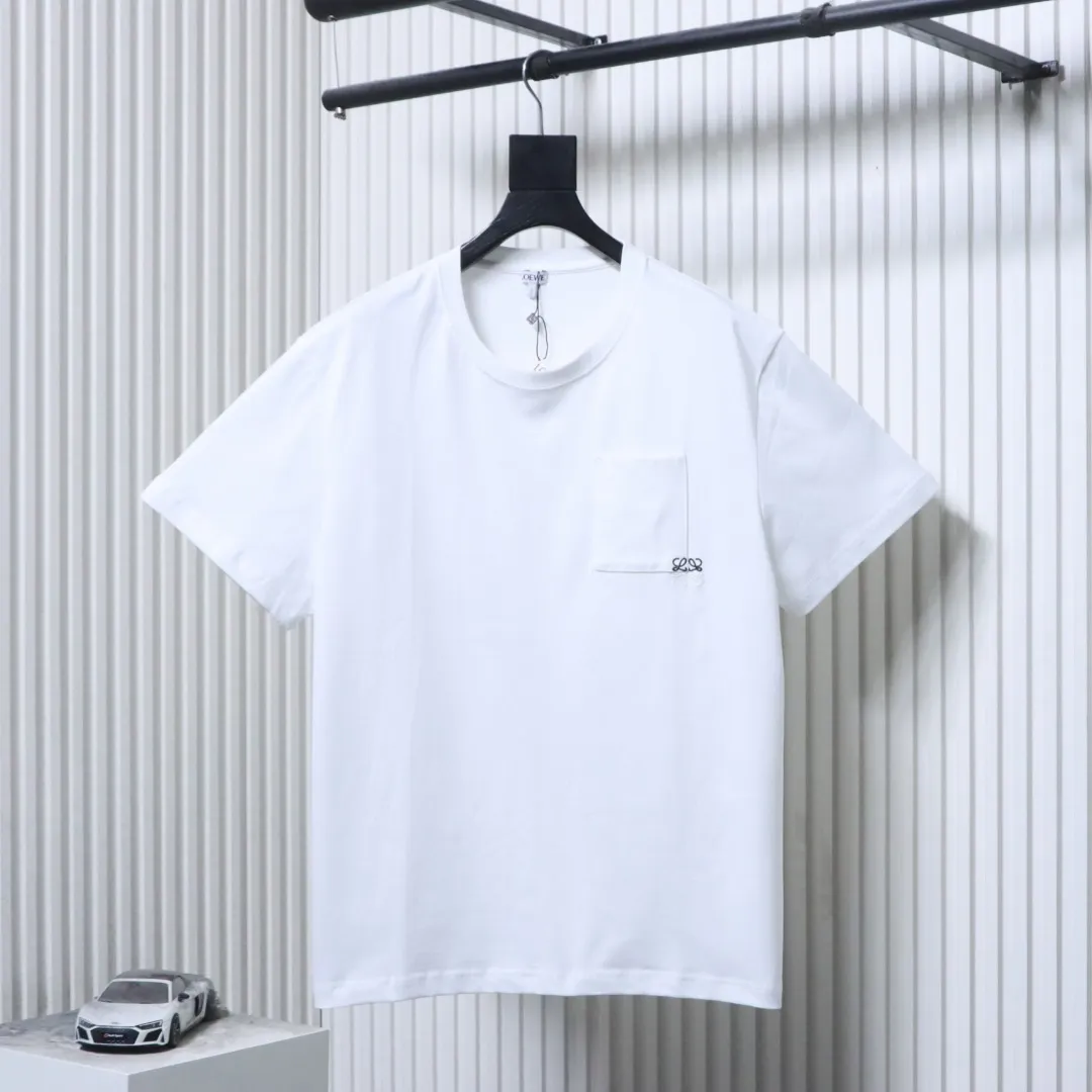 Pocket Embroidered Logo Short Sleeve T-Shirt - Front View White