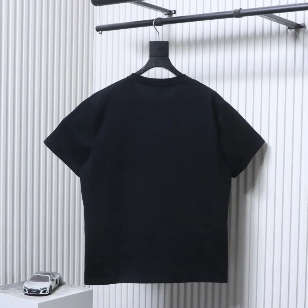 Pocket Embroidered Logo Short Sleeve T-Shirt - Rear View Black