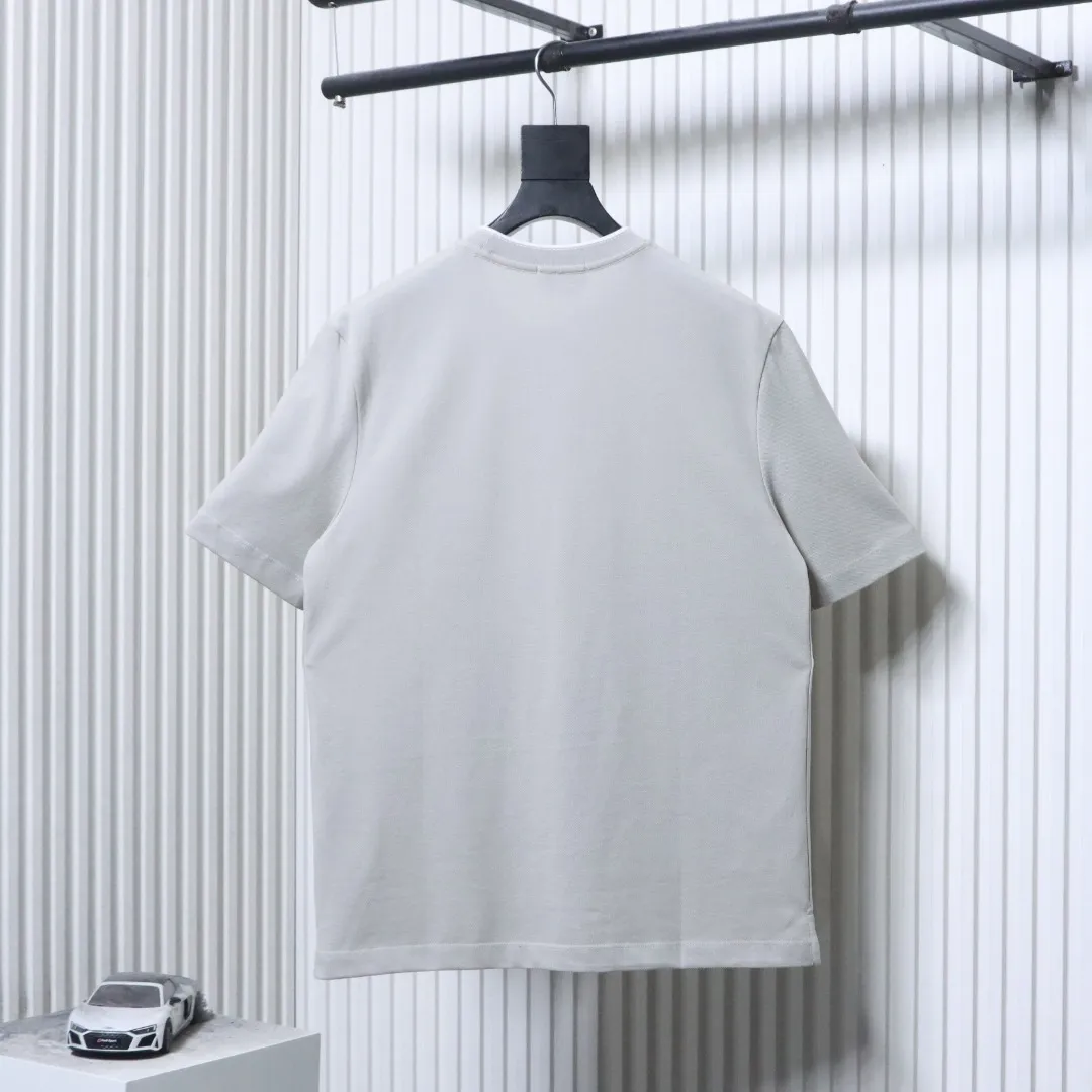 Pocket Logo Embroidered Short Sleeve T-Shirt - Rear View Light Gray