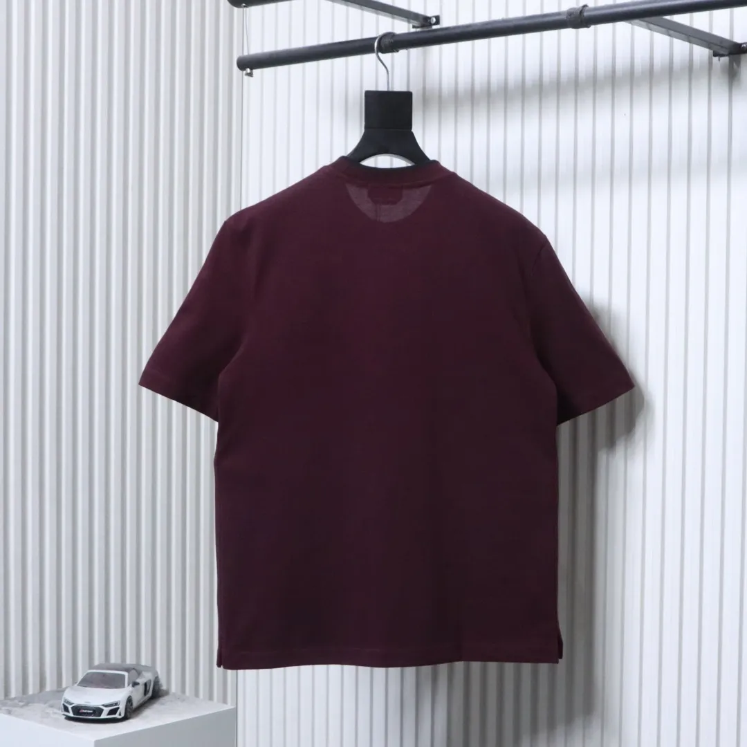 Pocket Logo Embroidered Short Sleeve T-Shirt - Rear View Maroon