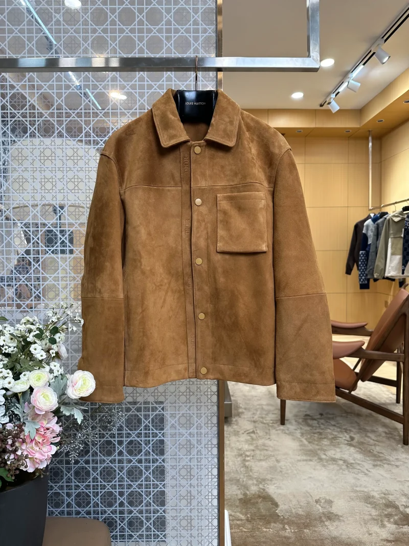 Premium Suede Trucker Jacket with Chest Pocket