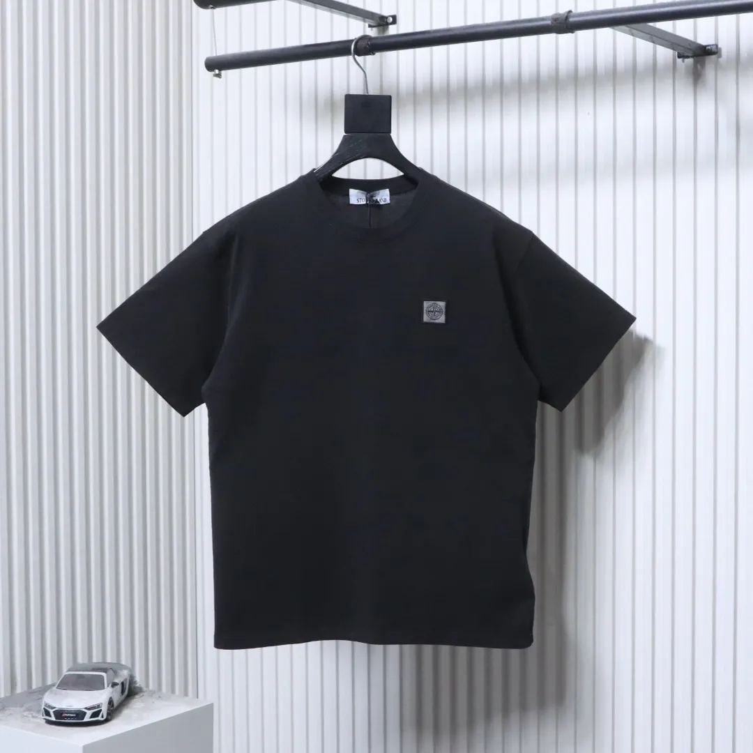 S-Island Embroidered Washed T-Shirt - Black