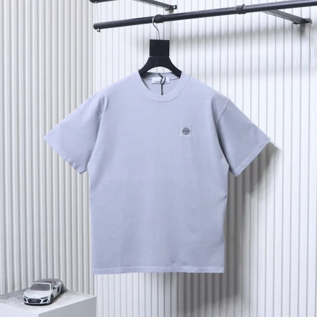 S-Island Embroidered Washed T-Shirt - Gray
