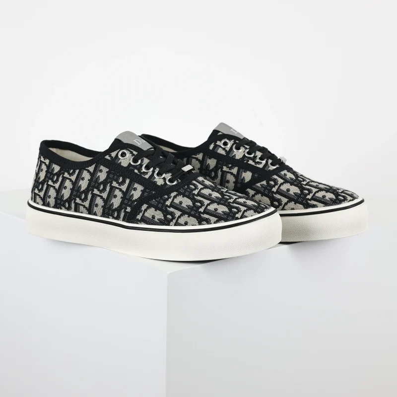 Saltwind twill jacquard canvas shoes, black and white