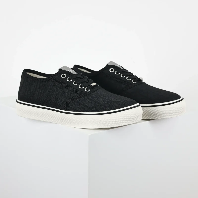 Saltwind twill jacquard canvas shoes, black.