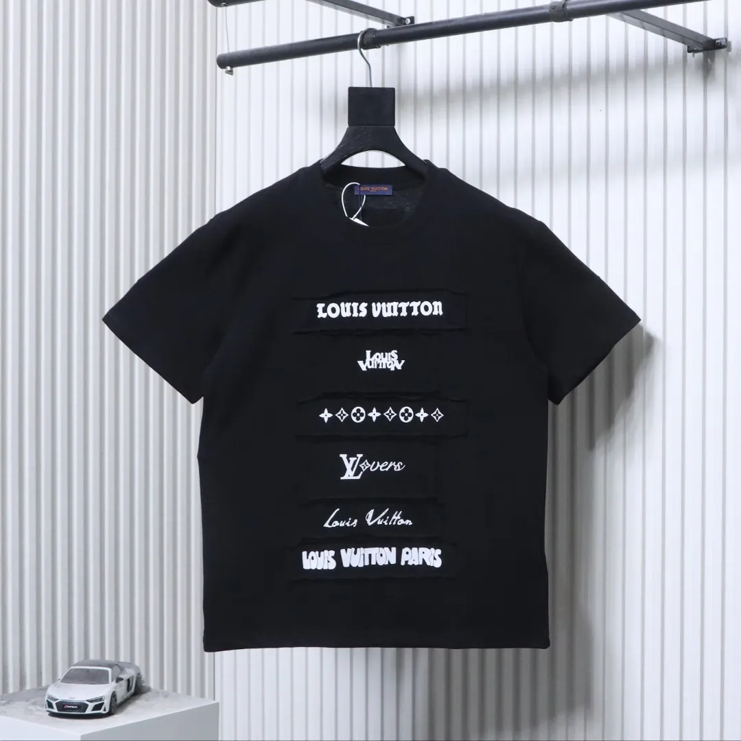 Signature Patchwork Short Sleeve T-Shirt - Front View Black