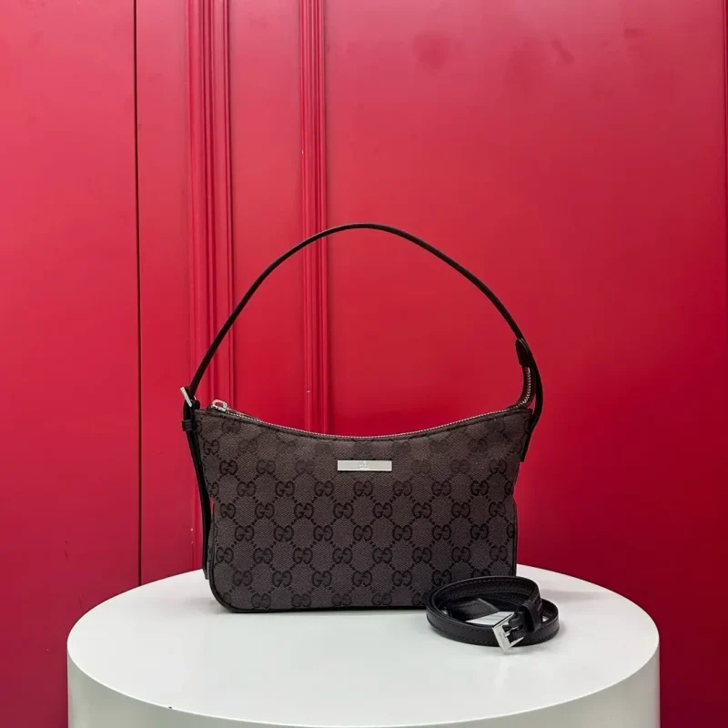 Small shoulder bag, monogram, dark brown. Dimensions: 22-14-5.5cm