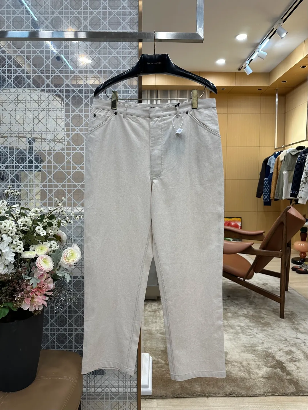 Straight-Leg Trousers with Metal Triangle Logo Pocket - Front View