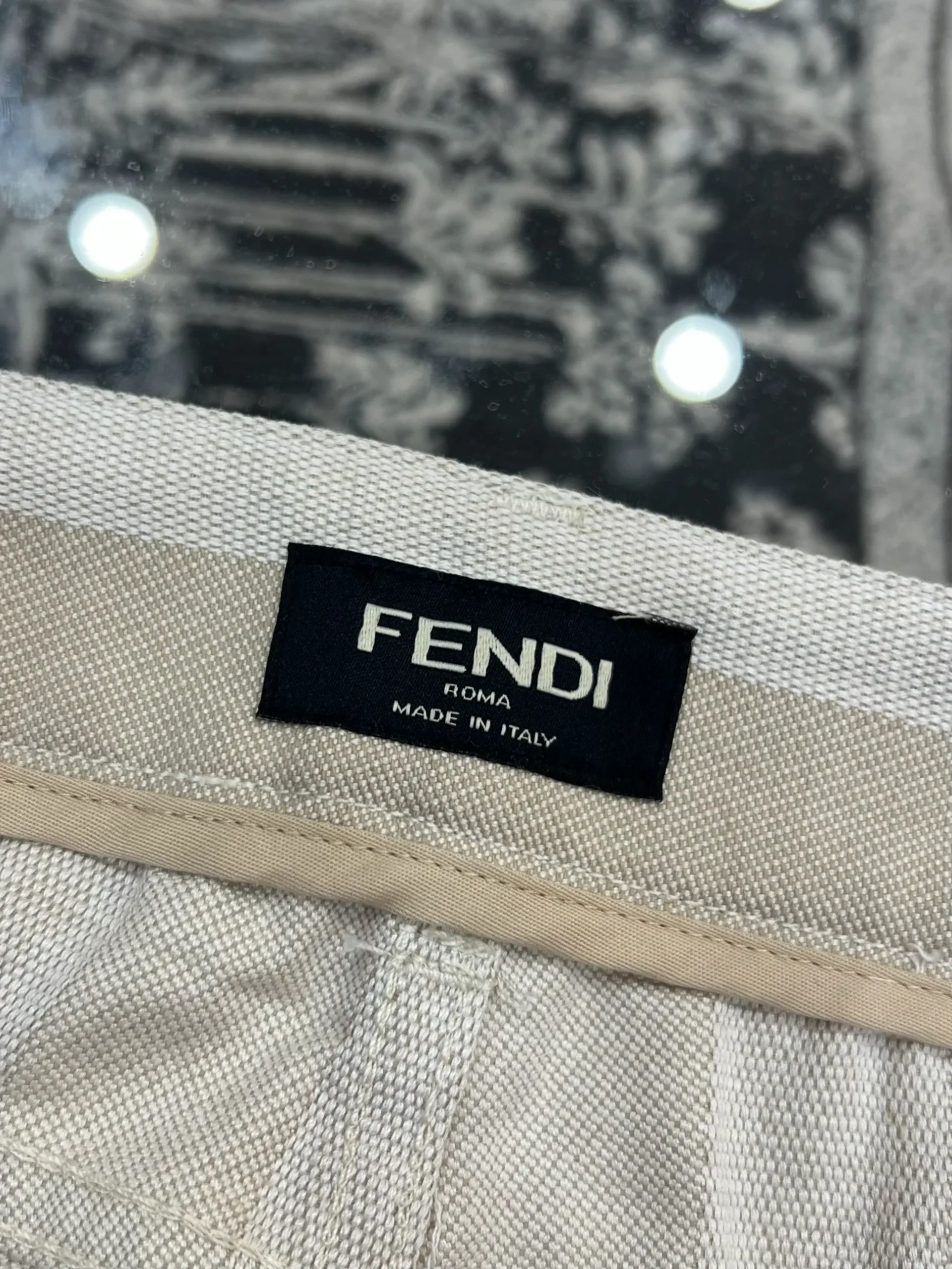 Striped Casual Shorts with Leather Patch Pocket - Brand Label