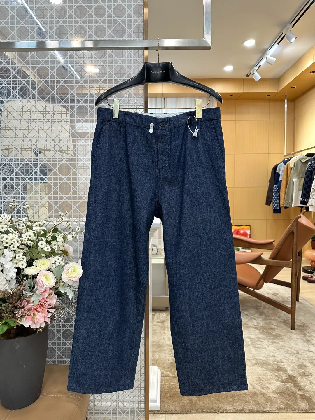 Triangle Logo Pocket Straight-Leg Denim Jeans - Front View