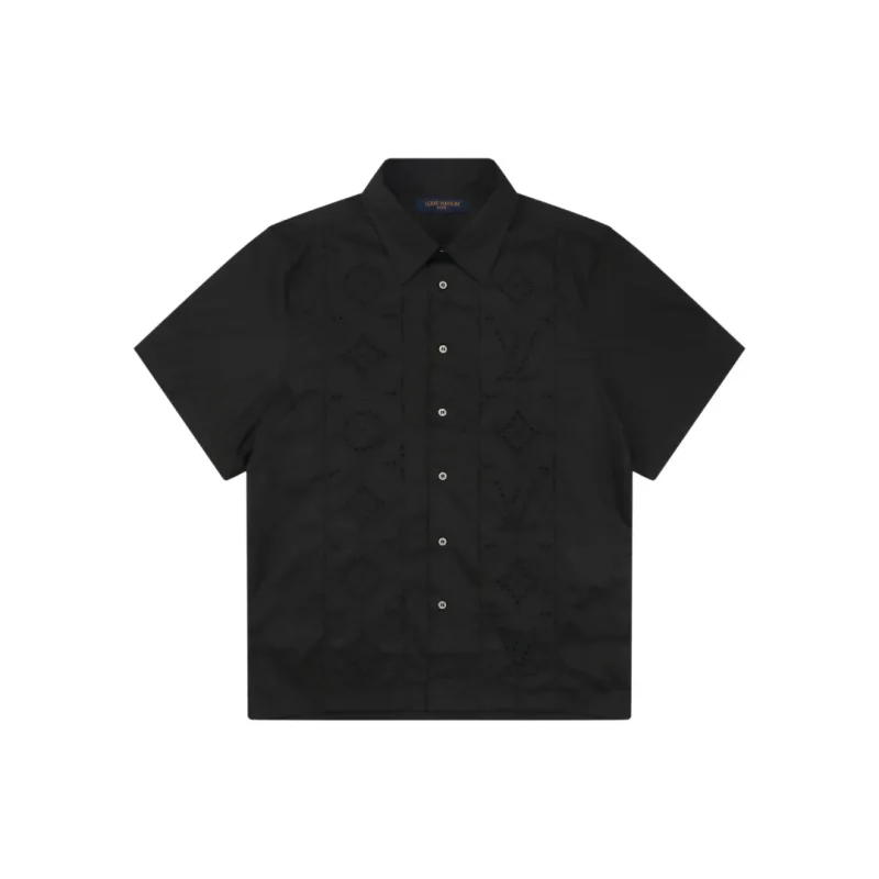 Vertical Stripe Monogram Openwork Knit T-Shirt